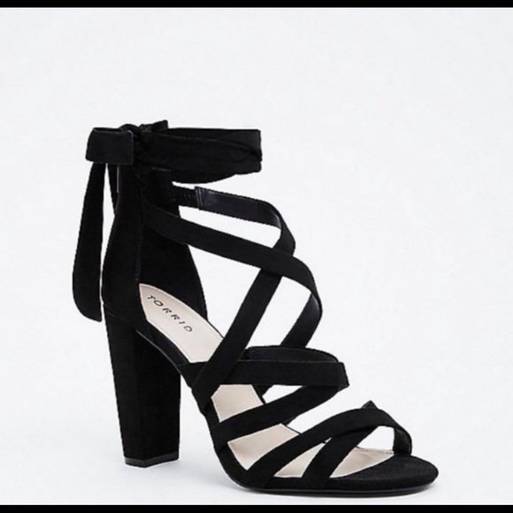 torrid Shoes - Torrid Black Thick Strappy Wrap Heels